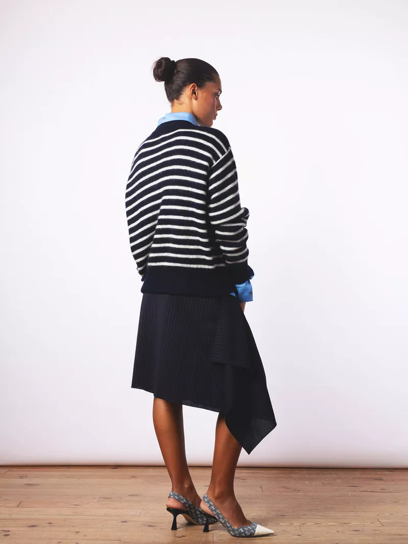 Jupe Plissée Laine Tropicale Rayure – Image 3